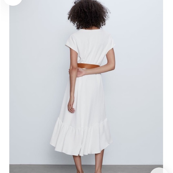 Zara Off-White Midi Ruffle Dress - Picture 3 of 9